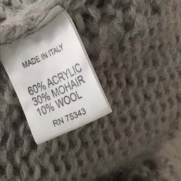 Elsamanda Italy Drape Open Front Cardigan Sweater Size Large Grey Mohair Wool - Picture 7 of 7